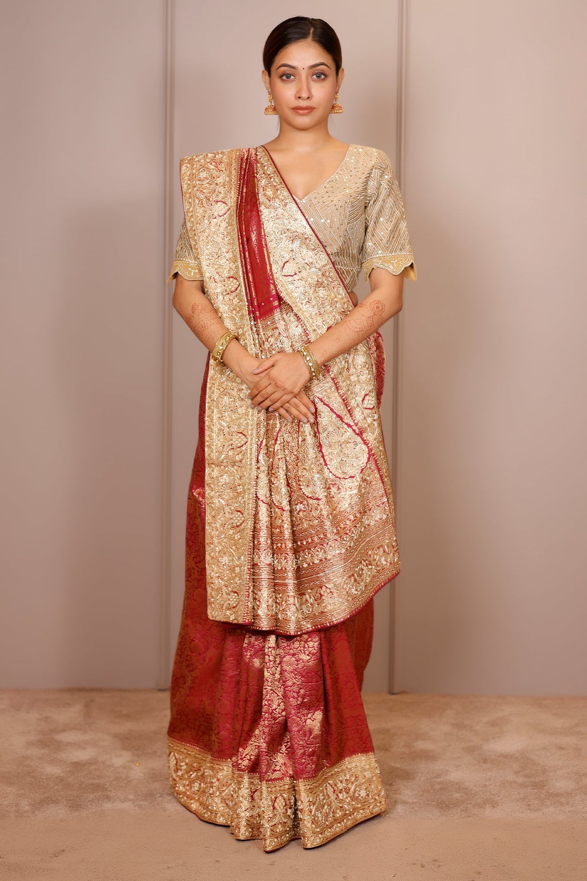 Magenta Kanchipuram Silk Traditional All Over Woven Saree with Handworked Border and Pallu - magenta silk saree