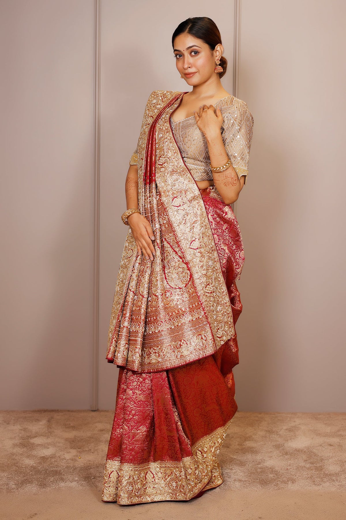 Magenta Kanchipuram Silk Traditional All Over Woven Saree with Handworked Border and Pallu - magenta silk saree