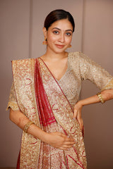 Magenta Kanchipuram Silk Traditional All Over Woven Saree with Handworked Border and Pallu
