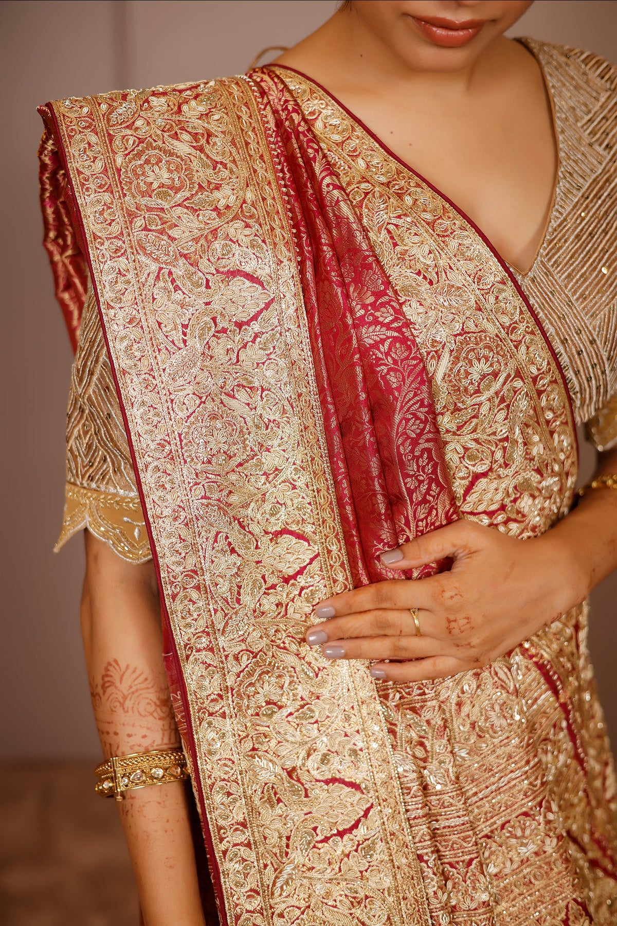 Magenta Kanchipuram Silk Traditional All Over Woven Saree with Handworked Border and Pallu - magenta silk saree