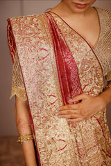 Magenta Kanchipuram Silk Traditional All Over Woven Saree with Handworked Border and Pallu
