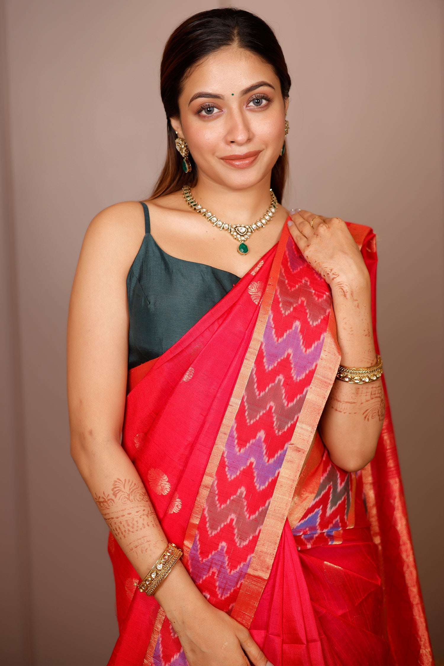 Pink Raw Silk Woven Patola Saree