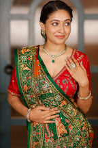 Maroon and Multi Colored Gaji Silk Traditional Gharchola Saree - red silk saree