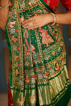 Maroon and Multi Colored Gaji Silk Traditional Gharchola Saree - red silk saree