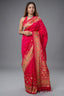 Pink Banarasi Semi Silk Woven Saree with Patola Border and Pallu - pink silk saree patola