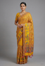 Yellow Dola Silk Pashmina Printed Saree with Sequin Cutdana Work - yellow silk saree