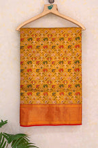 Mustard Yellow Kanchipuram Tissue Silk Checks Woven Patola Saree - yellow silk saree patola