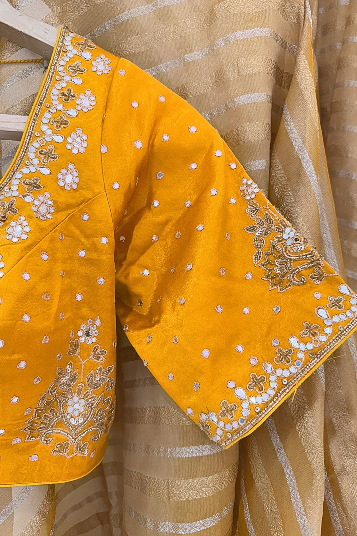 Yellow Tissue Woven Saree with Lace Work - yellow lace saree