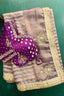 Purple Tissue Woven Saree with Lace Work - purple lace saree