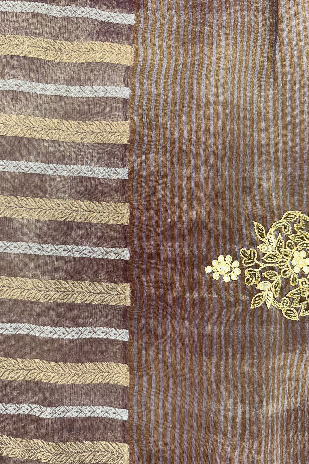 Purple Tissue Woven Saree with Lace Work - purple lace saree
