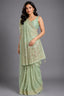 Pista Green Georgette Traditional Bandhej Saree with Cutdana and Bead Work - green georgette saree bandhej