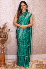 Teal Blue Modal Silk Banarasi Woven Saree