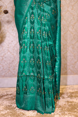 Teal Blue Modal Silk Banarasi Woven Saree