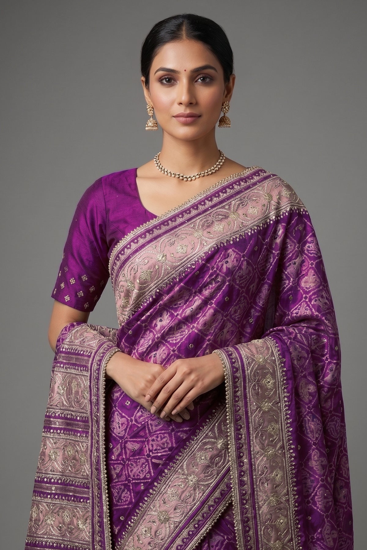 Rani Pink Silk Traditional Woven Patola Saree with Cutdana and Beads Work - pink silk saree patola
