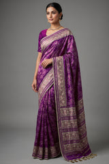 Rani Pink Silk Traditional Woven Patola Saree with Cutdana and Beads Work - pink silk saree patola