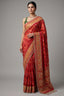 Red Silk Traditional Woven Patola Saree with Cutdana and Beads Work - red silk saree patola