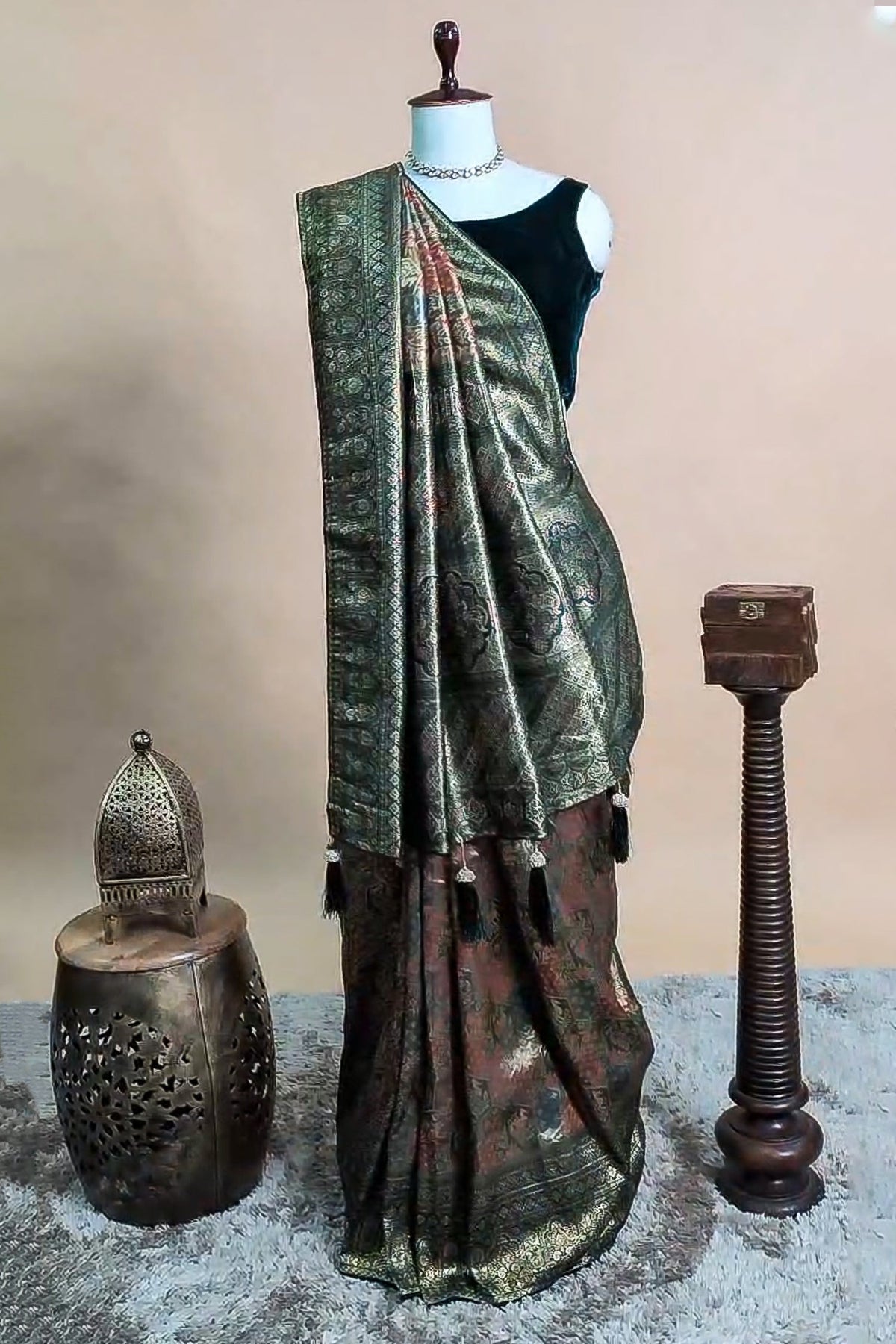 Multi Colored Tissue Silk All Over Woven Saree