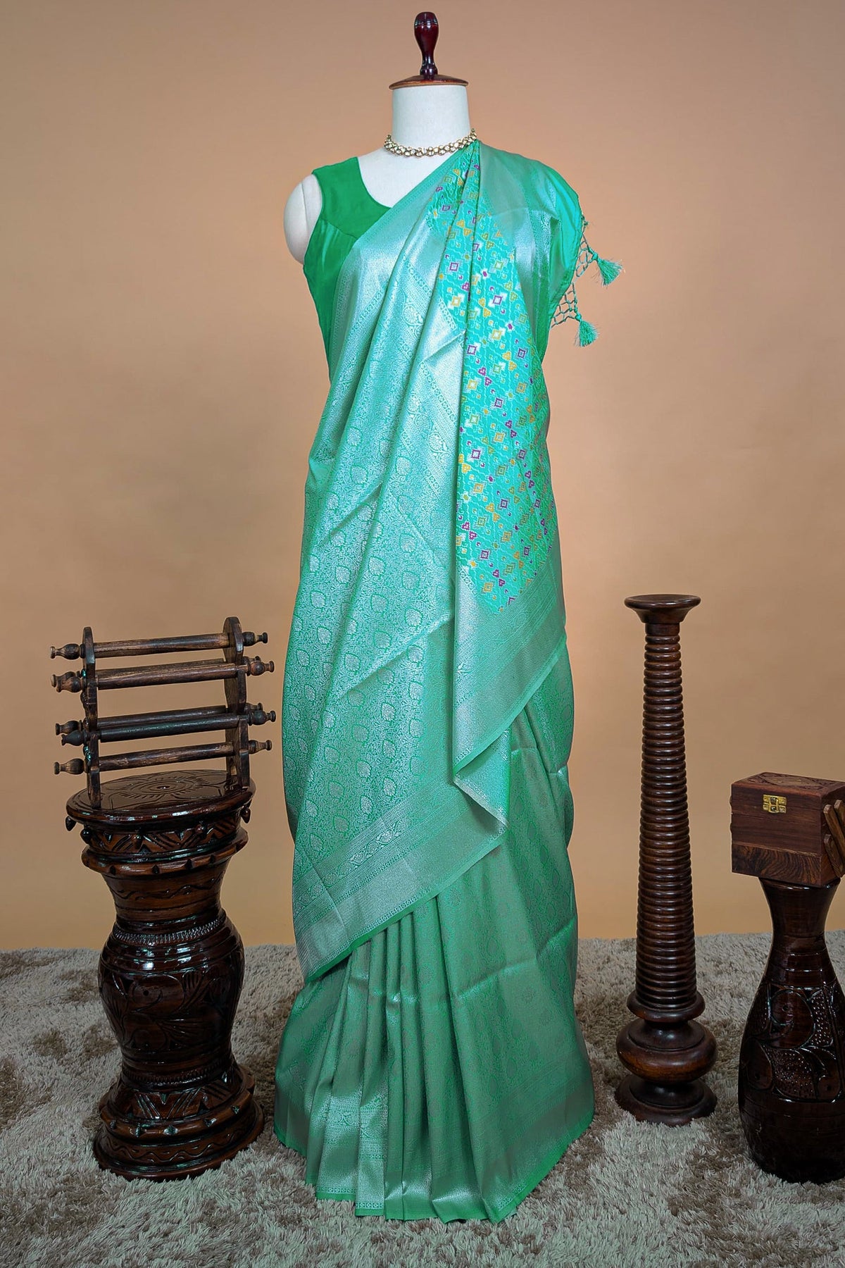 Light Blue Dola Silk Woven Saree