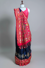 Blue Art Silk Patola Woven Saree