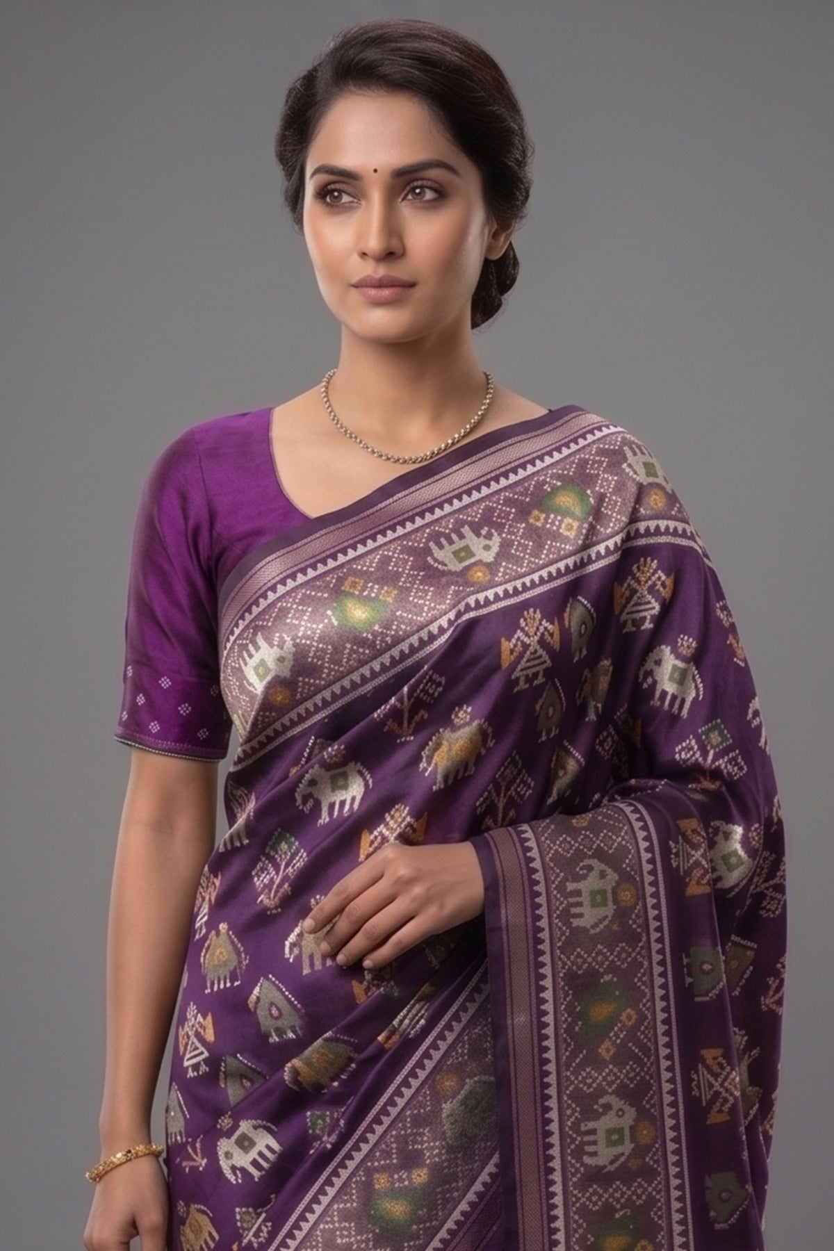 Purple Art Silk Woven Patola Saree - purple silk saree patola