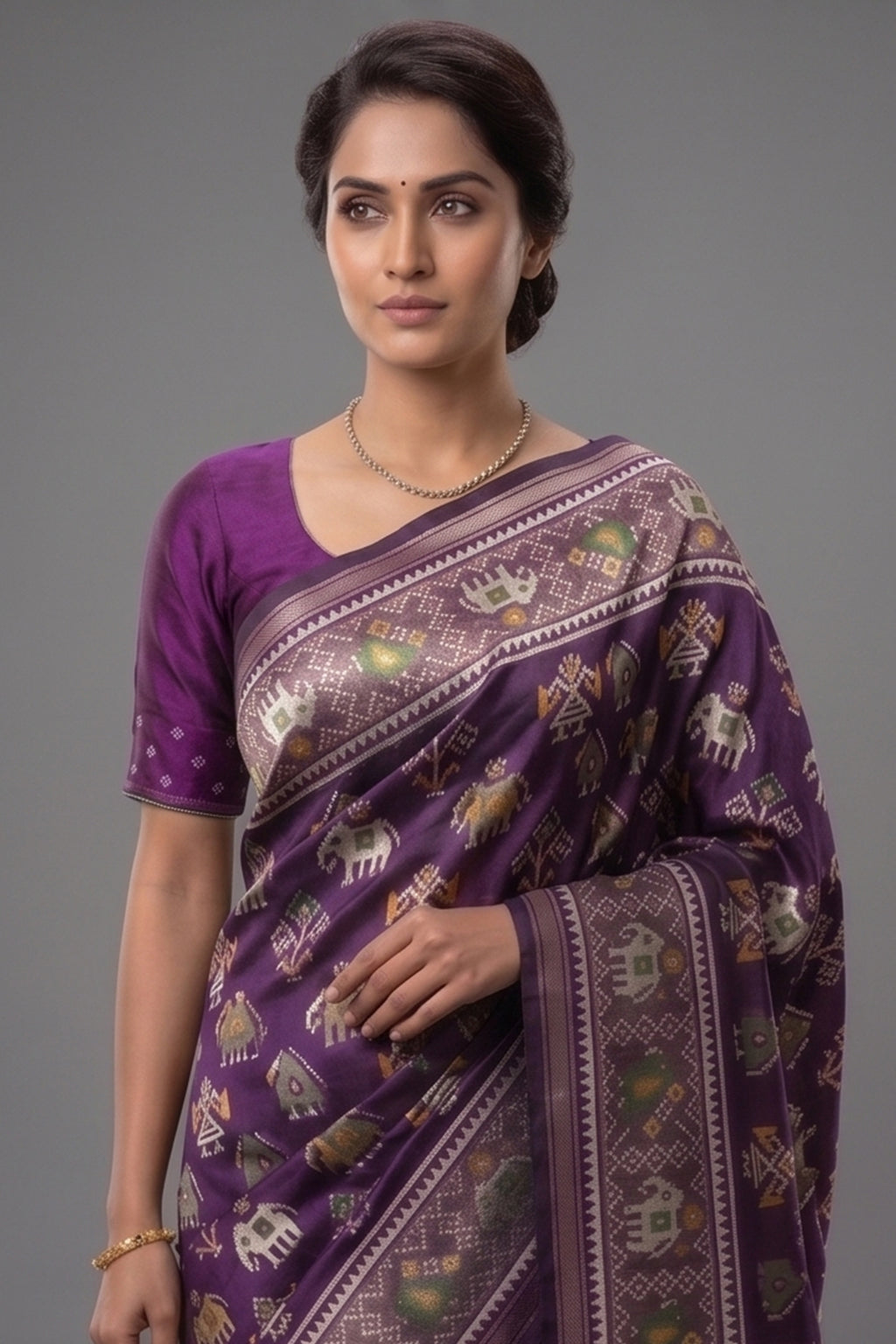 Purple Art Silk Woven Patola Saree - purple silk saree patola