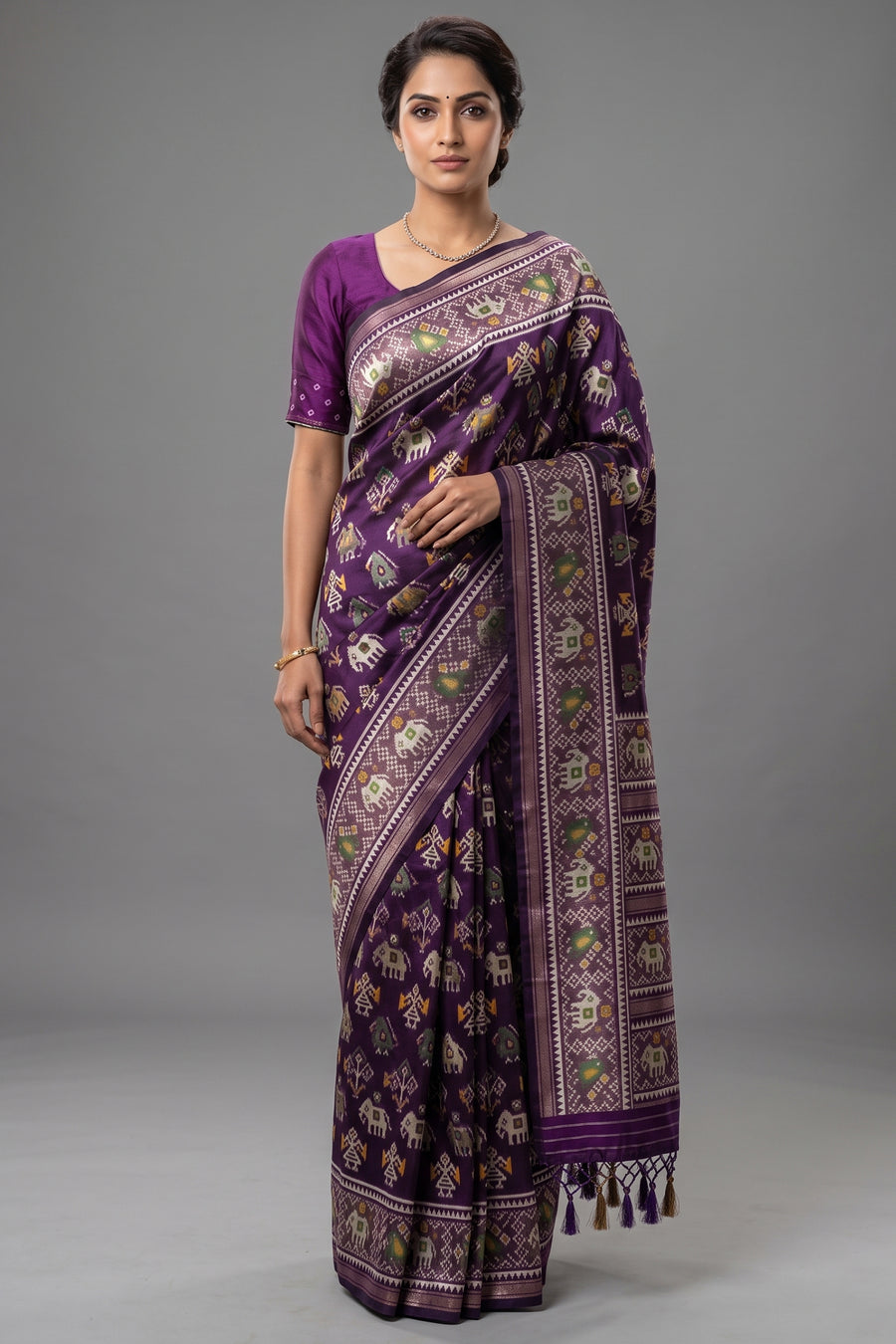 Purple Art Silk Woven Patola Saree - purple silk saree patola