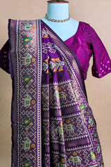Purple Art Silk Woven Patola Saree