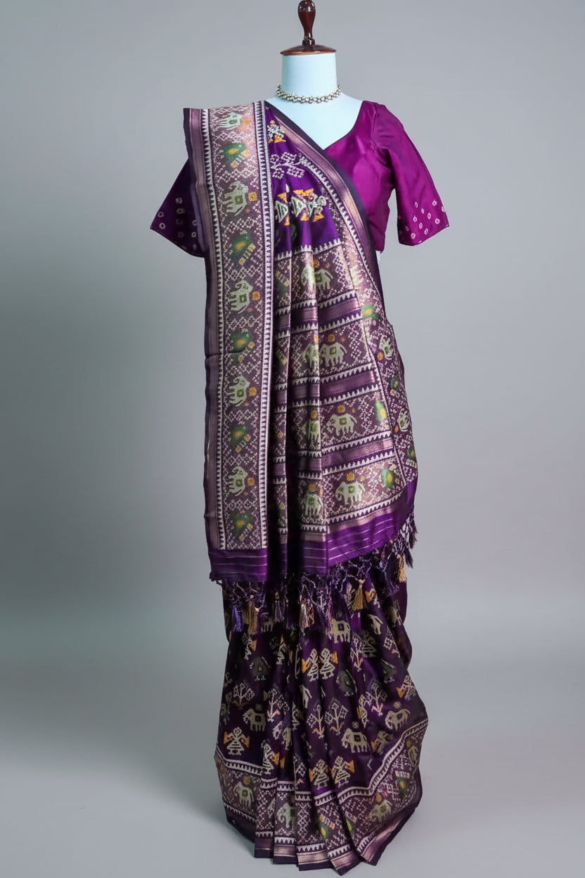 Purple Art Silk Woven Patola Saree - purple silk saree patola