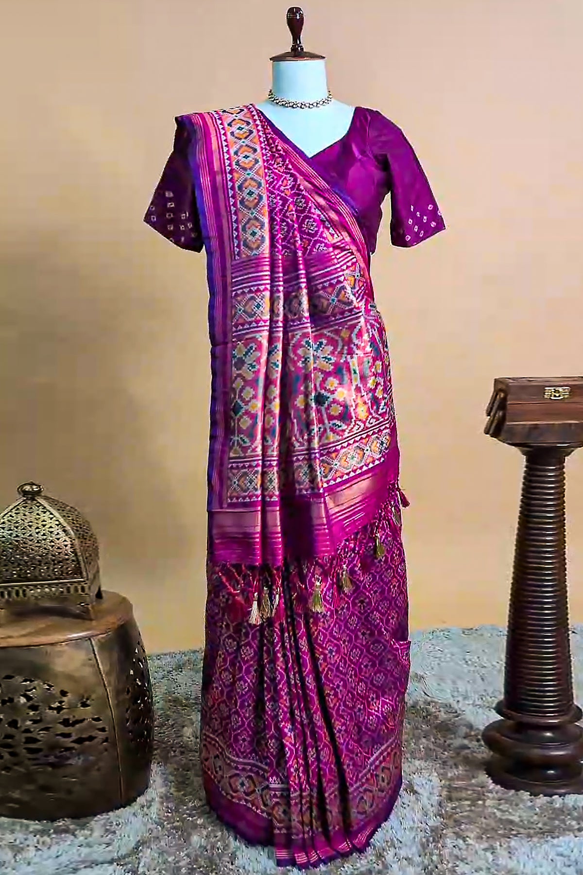 Magenta Art Silk Patola Saree