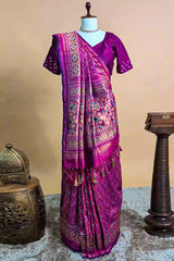 Magenta Art Silk Patola Saree