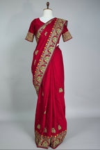 Maroon Gaji Silk Traditional Gharchola Saree with Tassles - maroon silk saree