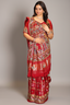 Maroon Gaji Silk Traditional Gharchola Saree with Embroidery and Peacock and Elephant Motif - maroon silk saree embroidery