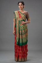 Maroon Gaji Silk Traditional Gharchola Saree with Embroidery - maroon silk saree embroidery