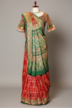Maroon Gaji Silk Traditional Gharchola Saree with Embroidery - maroon silk saree embroidery