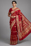 Maroon Gaji Silk Traditional Bandhej Checks Gharchola Saree with Embroidery and Peacock Motif - maroon silk saree bandhej