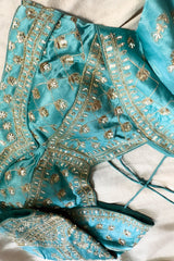 Light Blue Dola Silk Woven Saree with Handworked Readymade Blouse