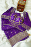 Purple Dola Silk Woven Saree with Handworked Readymade Blouse - purple silk saree