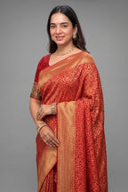 Maroon Georgette Bandhej Saree with Real Zari Kadva Weaving - maroon georgette saree bandhej