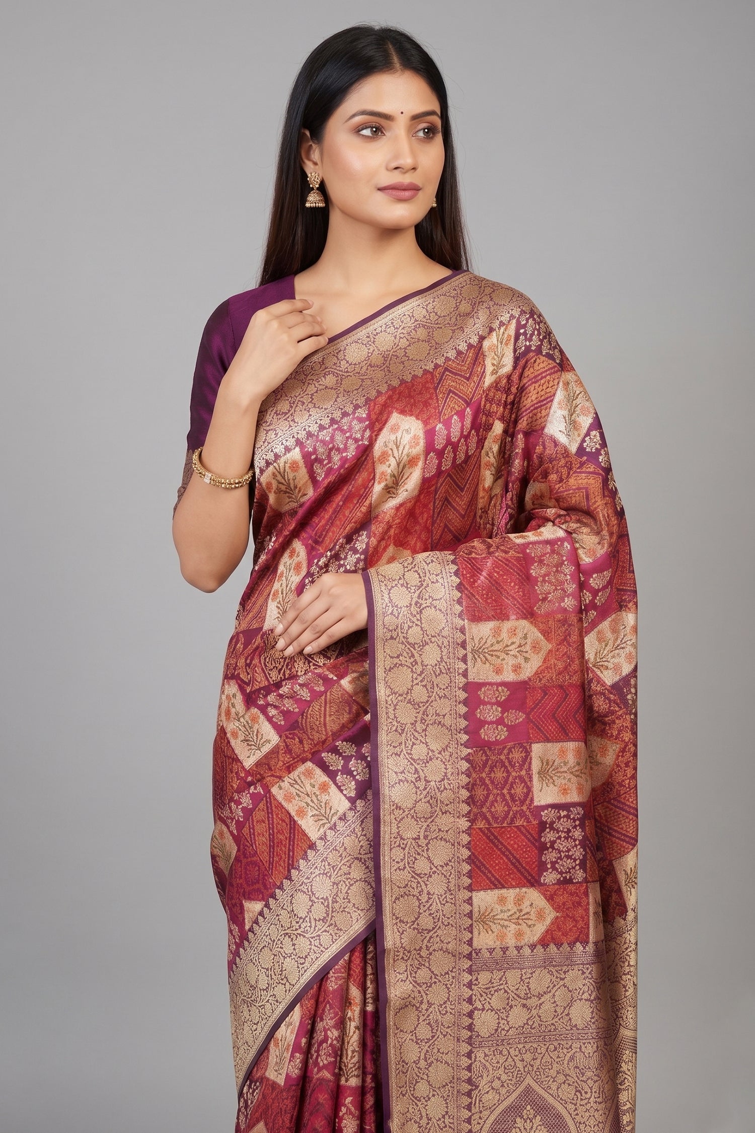 Purple Banarasi Silk Real Zari Kadva Woven Saree - purple silk saree zari