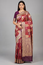 Purple Banarasi Silk Real Zari Kadva Woven Saree - purple silk saree zari