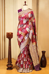 Purple Banarasi Silk Real Zari Kadva Woven Saree