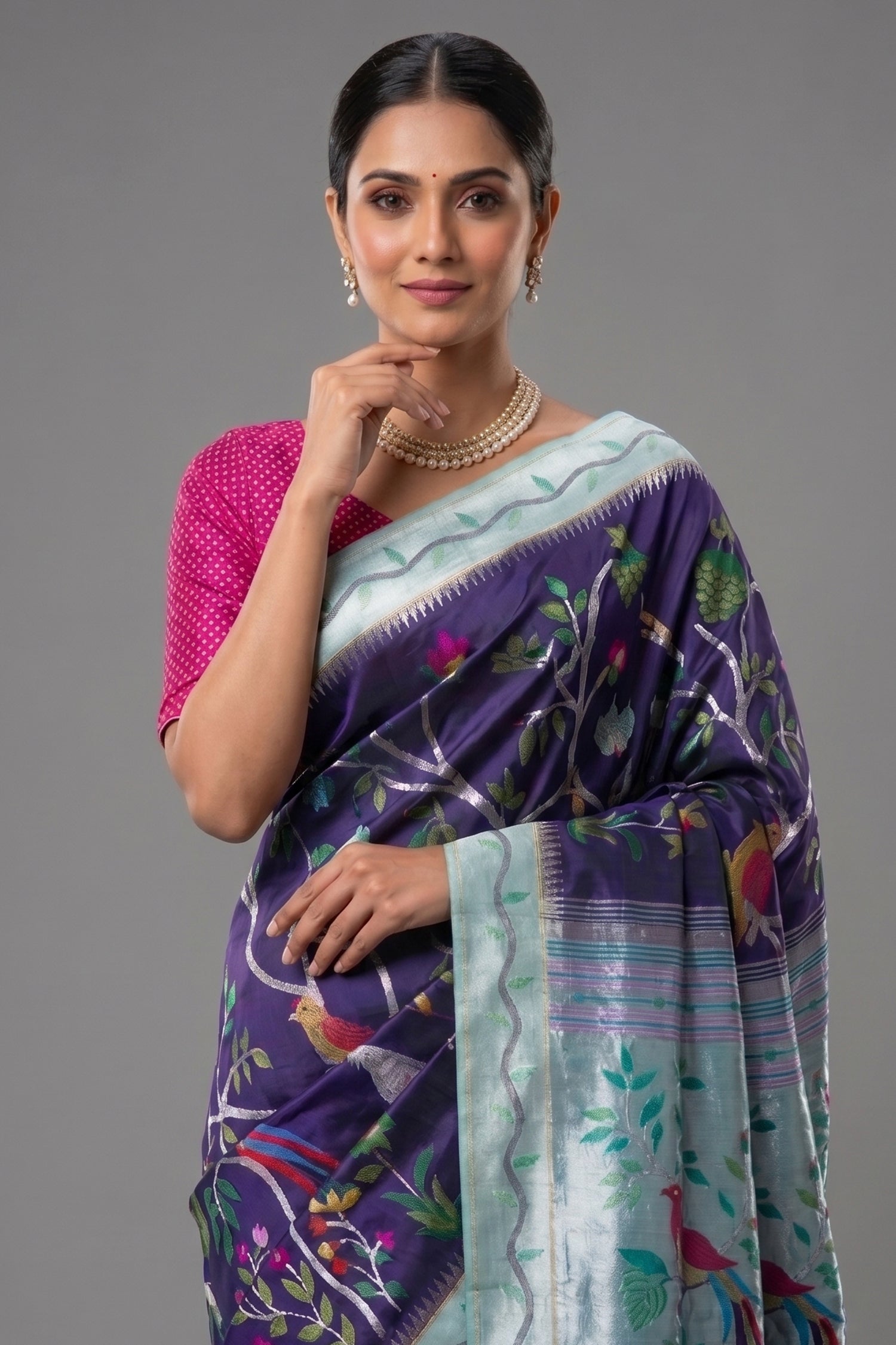 Blue Silk Traditional Paithani Saree - blue silk saree