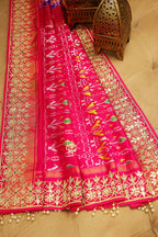 Purple Silk Traditional Patola Saree with Gota Sequin Work - purple silk saree patola