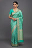 Sea Green Banarasi Silk Traditional Floral Woven Saree with Gota Beads Work - green silk saree