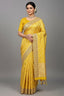 Yellow Banarasi Silk Traditional Woven Saree with Zardosi Gota Work - yellow silk saree