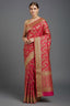 Rani Pink Banarasi Silk All Over Woven Saree with Handwork - pink silk saree