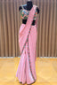 Pink Lycra Net Readymade Saree with Beaded and Cutdana Work - pink net saree