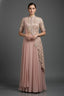 Pink Silk Mirror Cutdana Worked Pre Draped Saree with Asymmetrical Blouse - pink silk saree