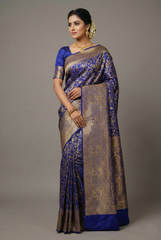 Blue Kanchipuram Silk Traditional Woven Saree