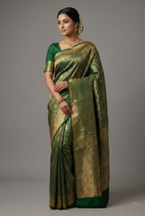 Green Kanchipuram Silk Woven Traditional Saree
